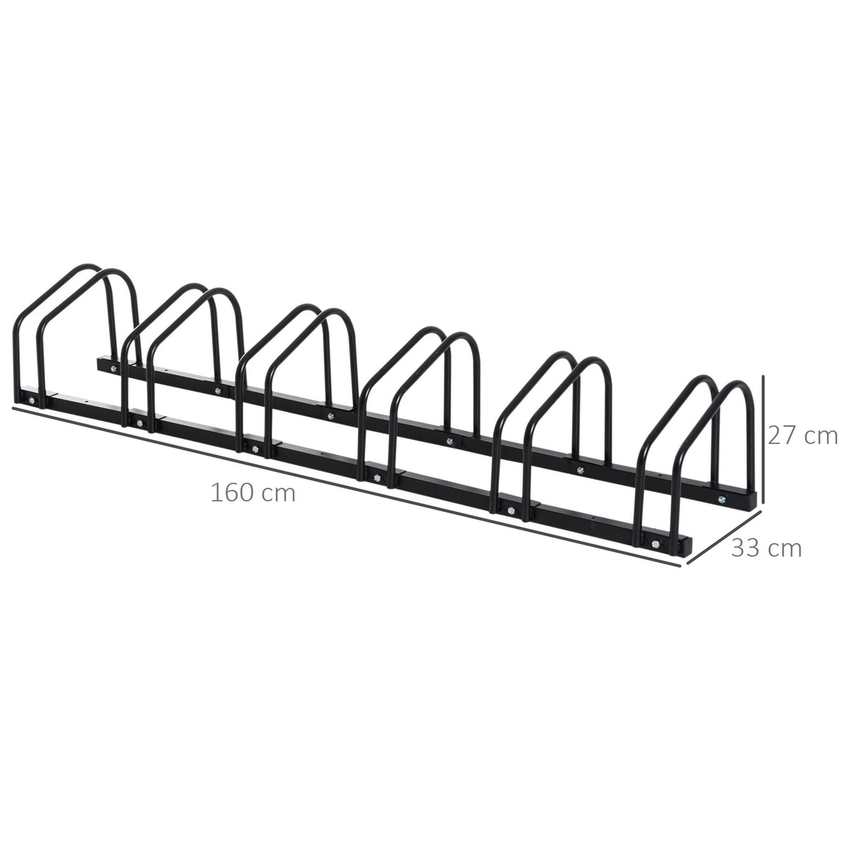 Bicycle stand, bike stand, stand, weatherproof, durable, floor and wall mounting, steel, up to 6 bicycles, black, 179 x 33 x 27 cm