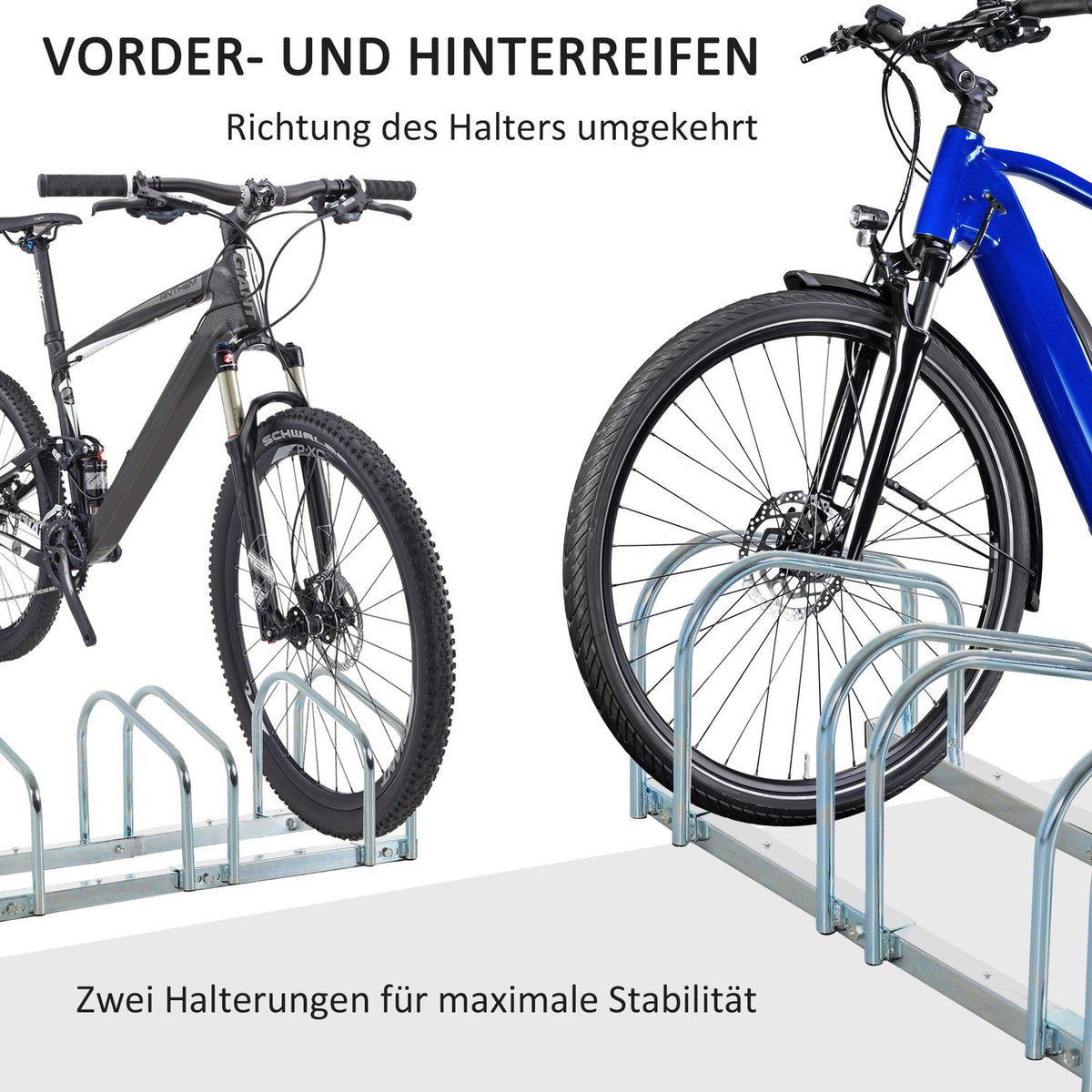 Bicycle stand for up to 4 bicycles, bike stand, multiple stand, stand, weatherproof, floor and wall mounting