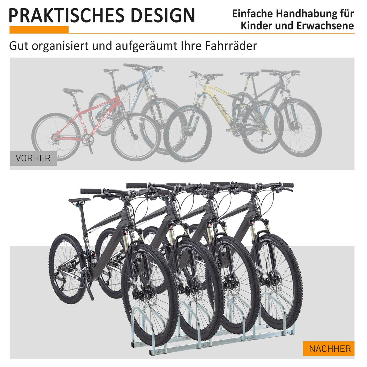 Bicycle stand for up to 4 bicycles, bike stand, multiple stand, stand, weatherproof, floor and wall mounting