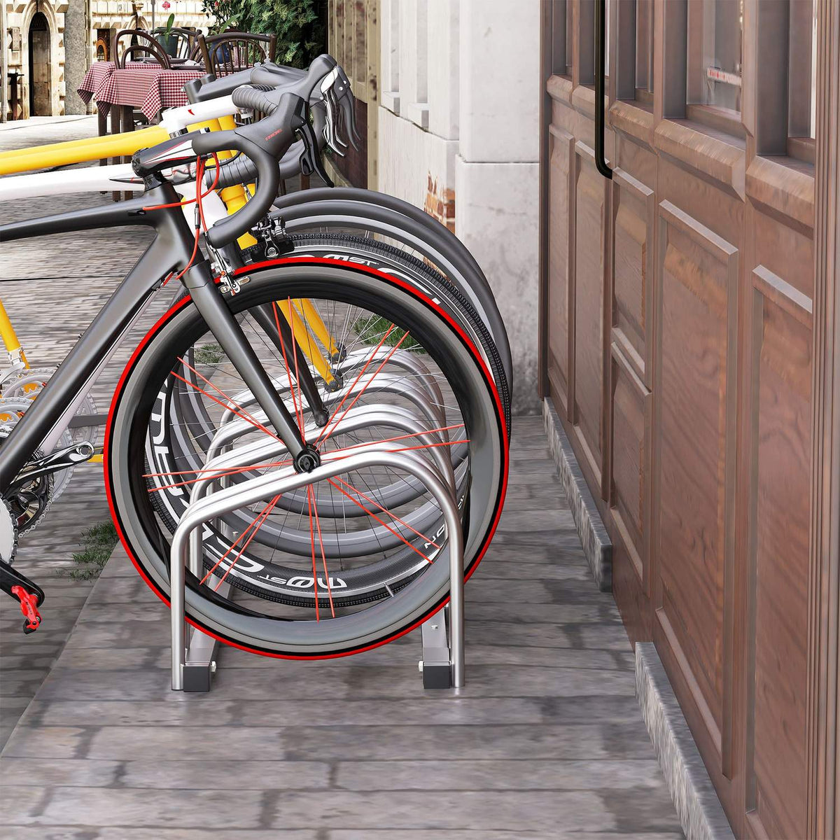 Bicycle stand for up to 4 bicycles, bike stand, multiple stand, stand, weatherproof, floor and wall mounting