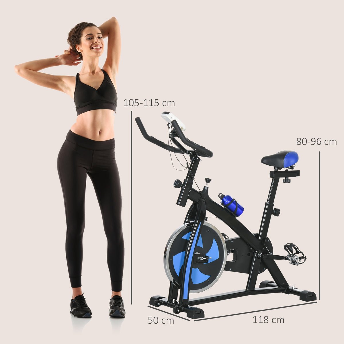 Bicycle trainer exercise bike with adjustable seat and resistance fitness bike with LCD display, heart rate sensor