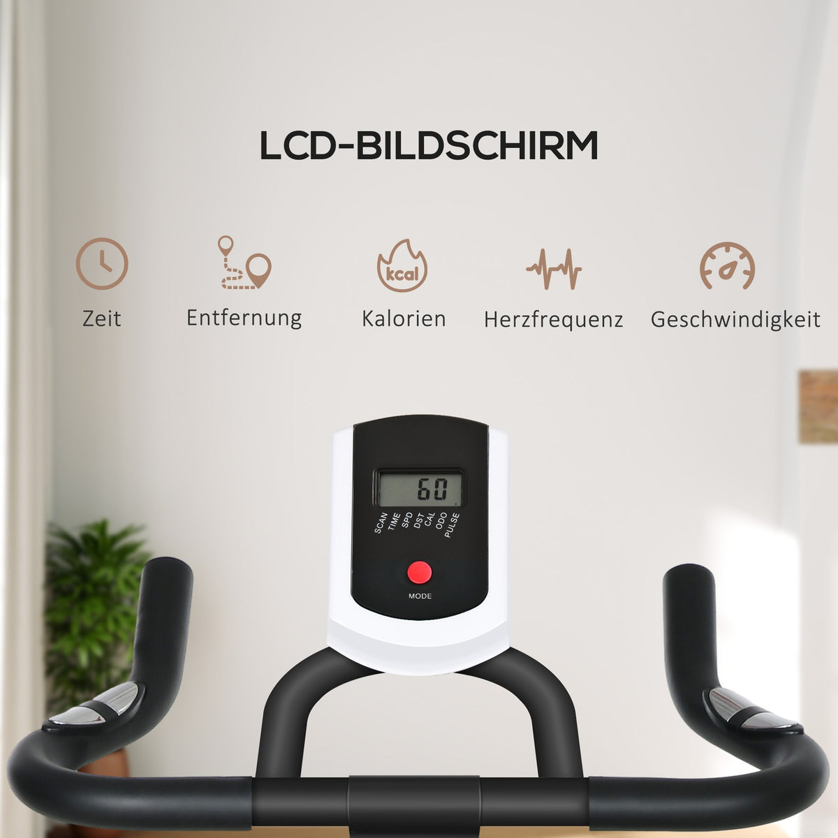 Bicycle trainer exercise bike with adjustable seat and resistance fitness bike with LCD display, heart rate sensor