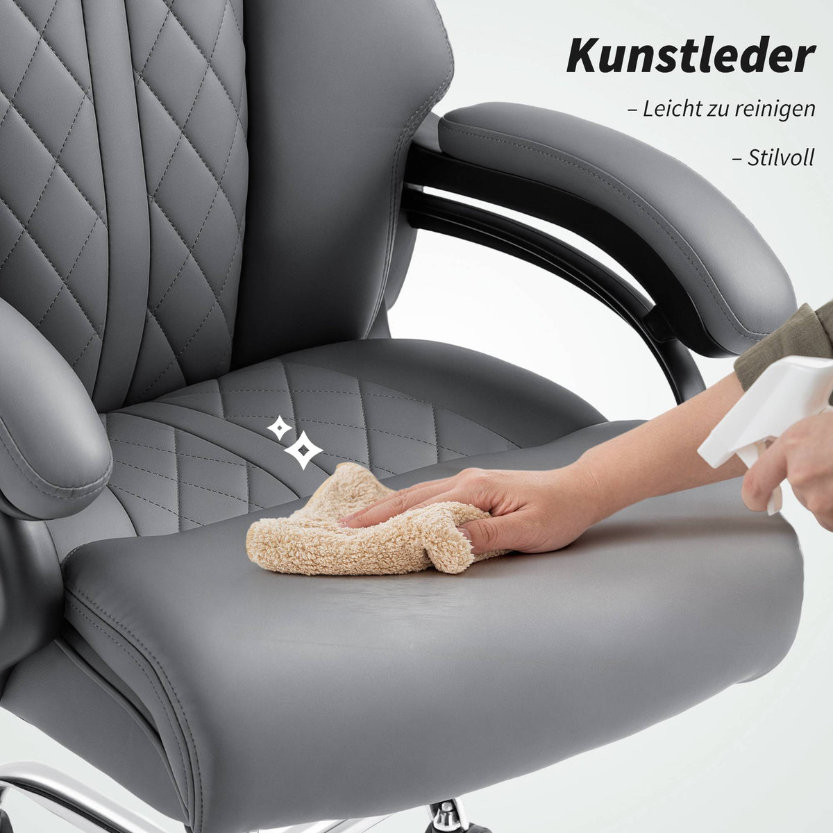 Big and Tall Office Chair, PU Leather, 150 kg, Anthracite
