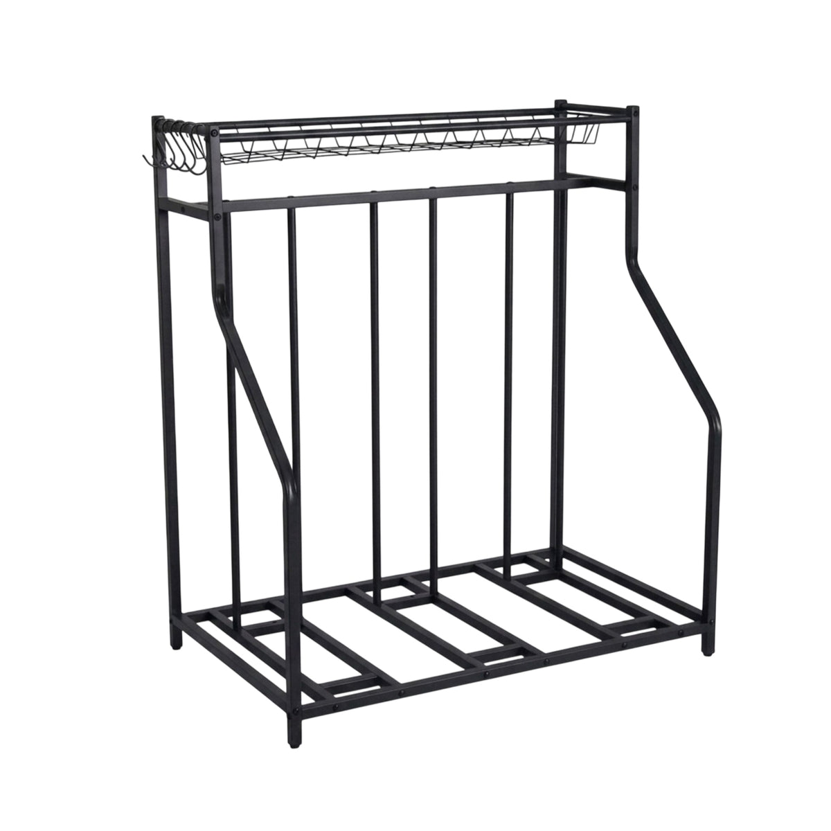 Bike Rack Stand – Adjustable Slots, Basket and 6 Hooks
