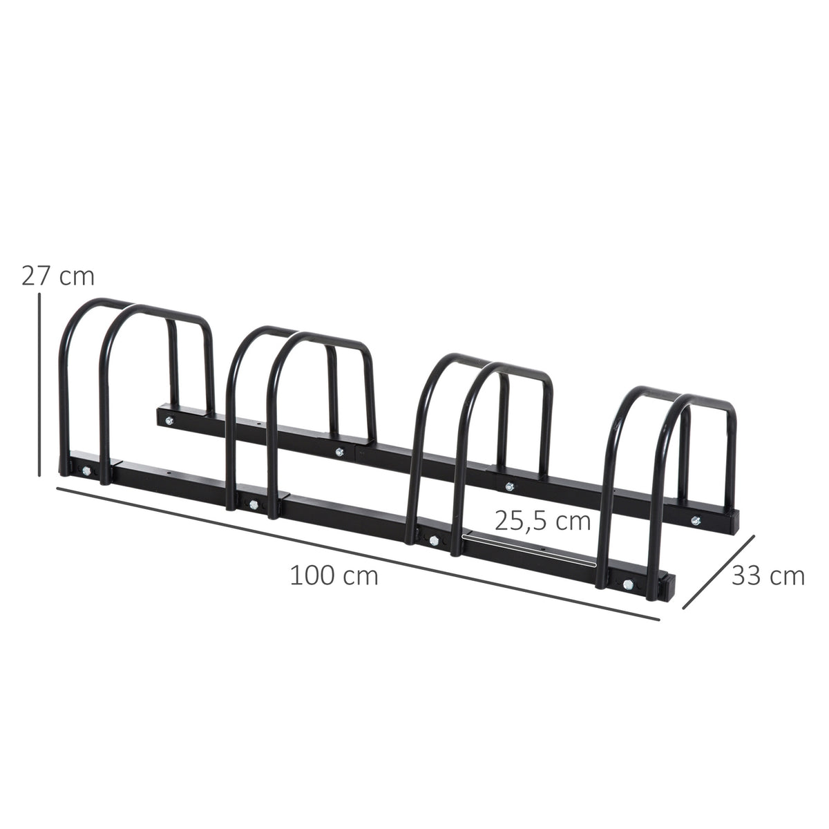 Bike Stand For Up To 5 Bikes Weatherproof, Durable, Floor & Wall Mounting, Steel, Silver, 145X33X27Cm