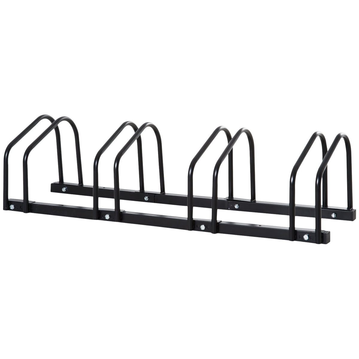 Bike Stand For Up To 5 Bikes Weatherproof, Durable, Floor & Wall Mounting, Steel, Silver, 145X33X27Cm