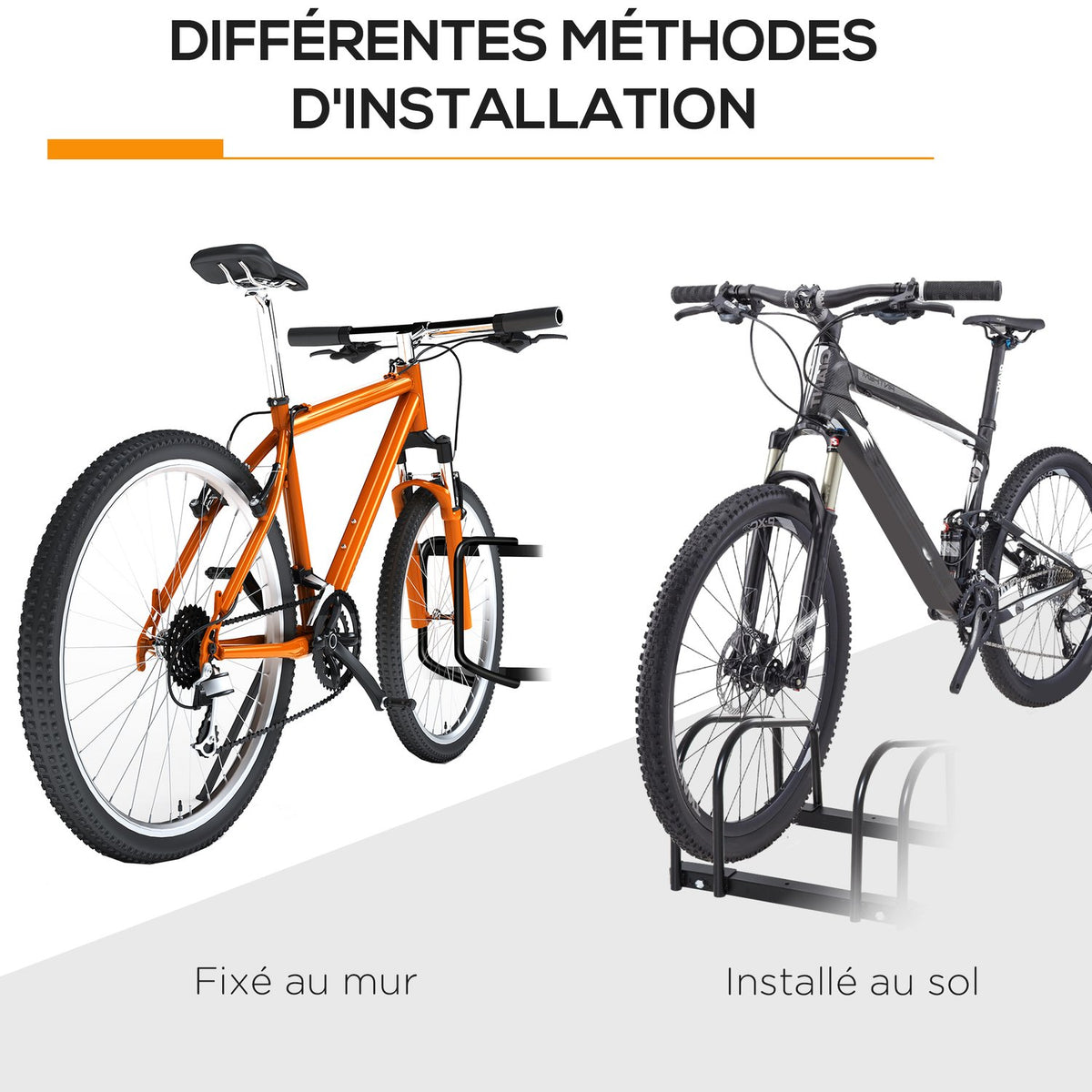 Bike Stand For Up To 5 Bikes Weatherproof, Durable, Floor & Wall Mounting, Steel, Silver, 145X33X27Cm
