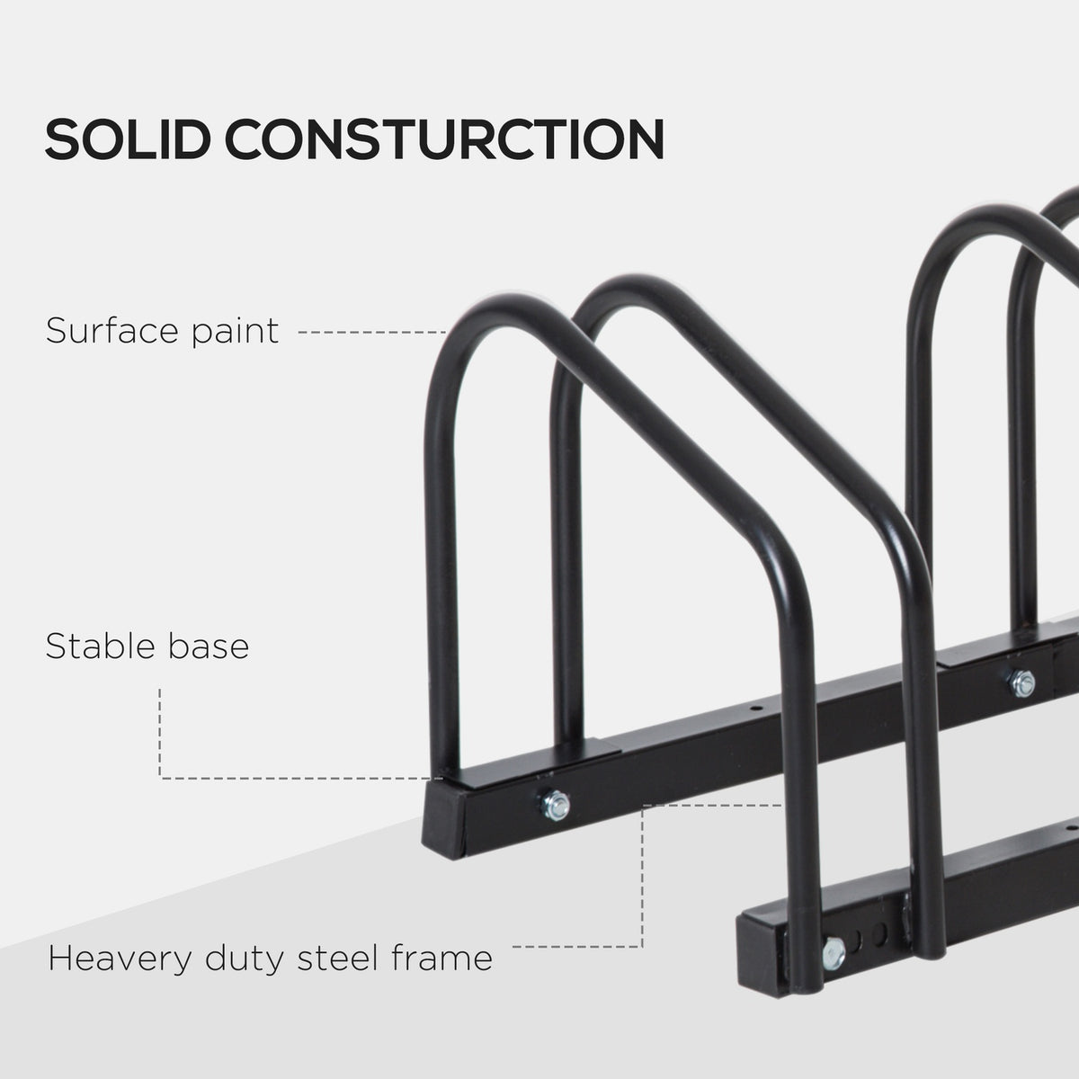 Bike Stand For Up To 5 Bikes Weatherproof, Durable, Floor & Wall Mounting, Steel, Silver, 145X33X27Cm