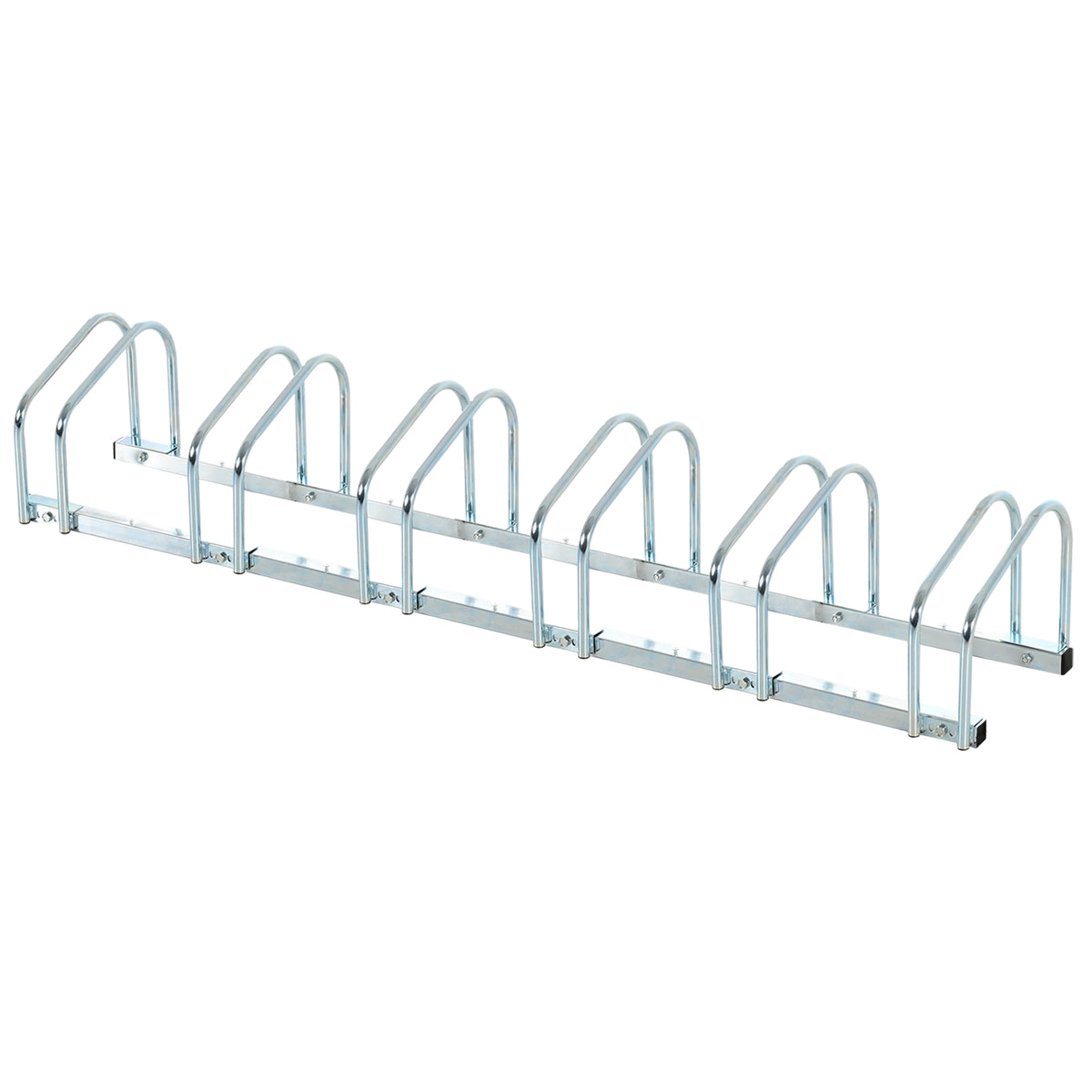 Bike Stand For Up To 6 Bikes Weatherproof, Durable, Floor & Wall Mounting, Steel, Silver, 179X33X27Cm