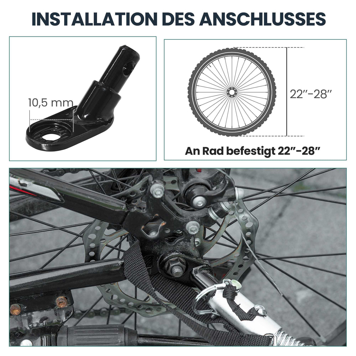 Bike Trailer with 170L Cargo Box, Fits 22"-28" Wheels
