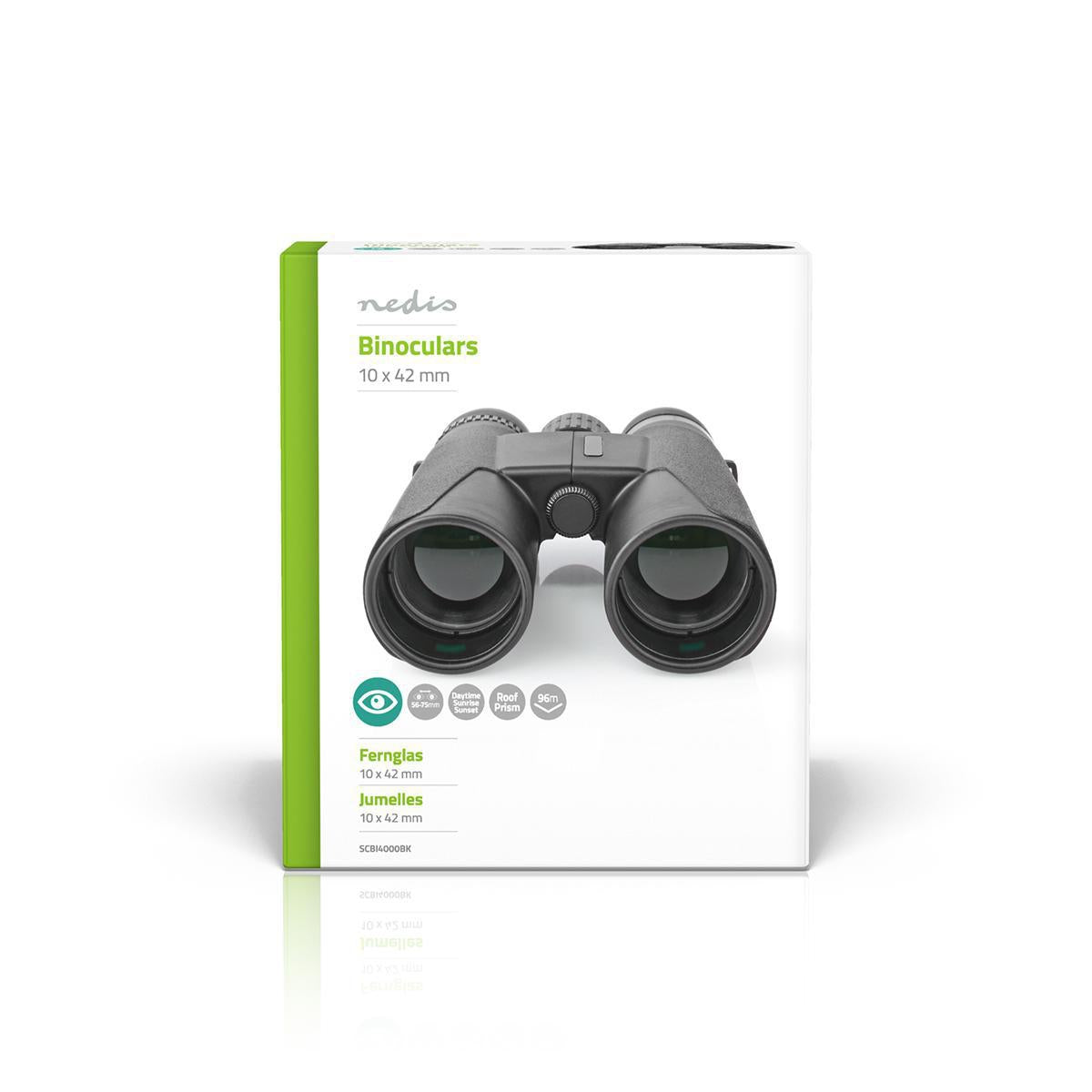 Binocular | Magnification: 10 x | Objective lens diameter: 42 mm | Field of view: 96 m | Suitcase included | Black