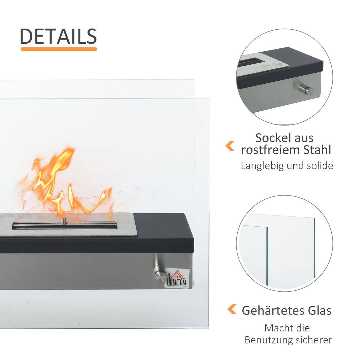 Bio Fireplace Ethanol Fireplace Bio Ethanol Burner 1.5L Burning Time No Smoke Stainless Steel 47 X 20 X 40 Cm