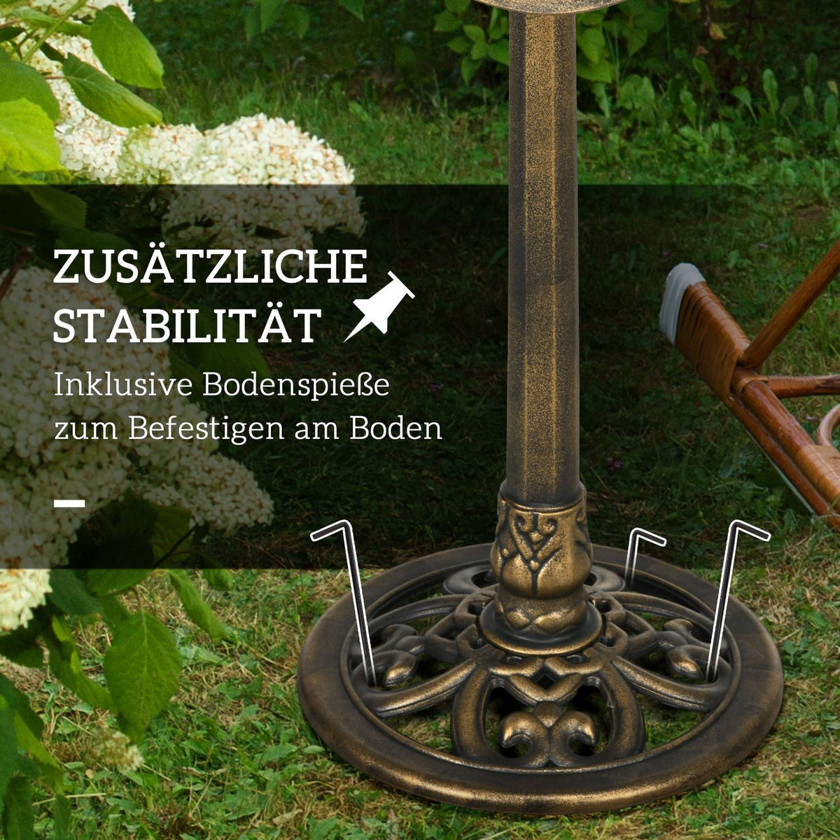 Bird Bath With Stand, 71Cm Height, Bird Bath, Bird Basin, Bird Feeder With Lotus Leaf Basin, Bronze