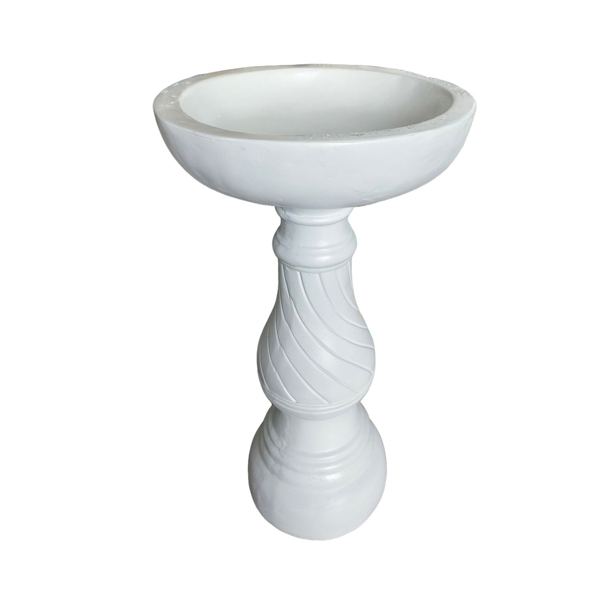 Bird Bath on Pedestal, White Resin, Frost-Resistant
