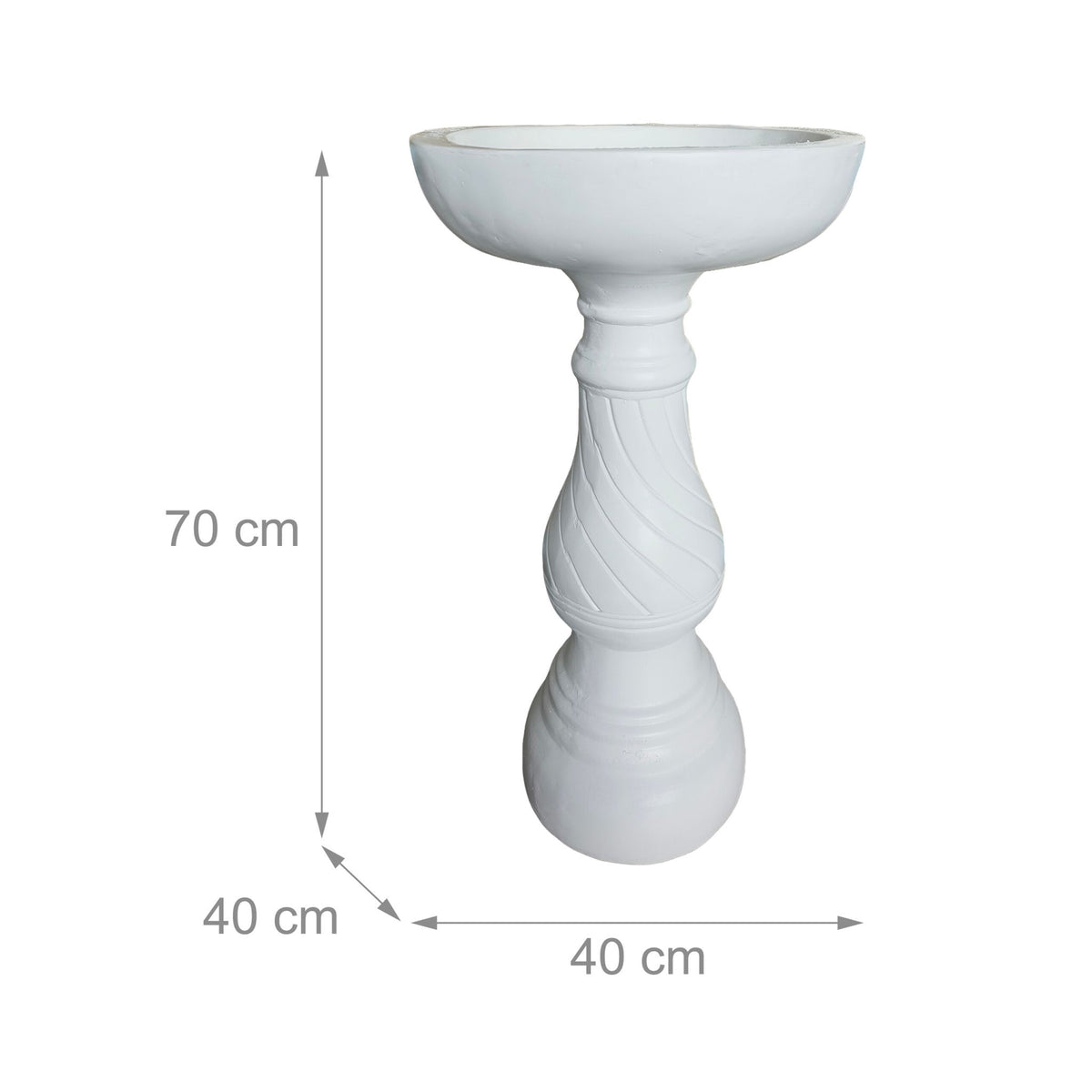Bird Bath on Pedestal, White Resin, Frost-Resistant