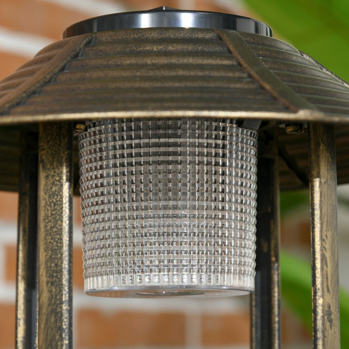 Bird Bath with Solar Light 110 cm Height Bird Bath Bird Feeder Bird Basin with Flower Base for Wild Birds Bronze