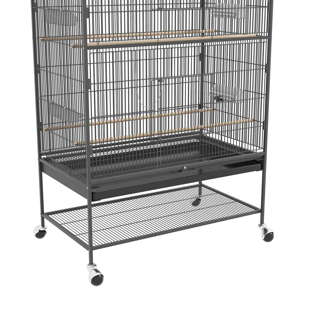 Bird Cage Bird Maker Bird Aviary With Perches, Bird House With Shelf, Floor Tray, Aviary With Doors, Wheels, Gray, 94 X 57 X 153 Cm