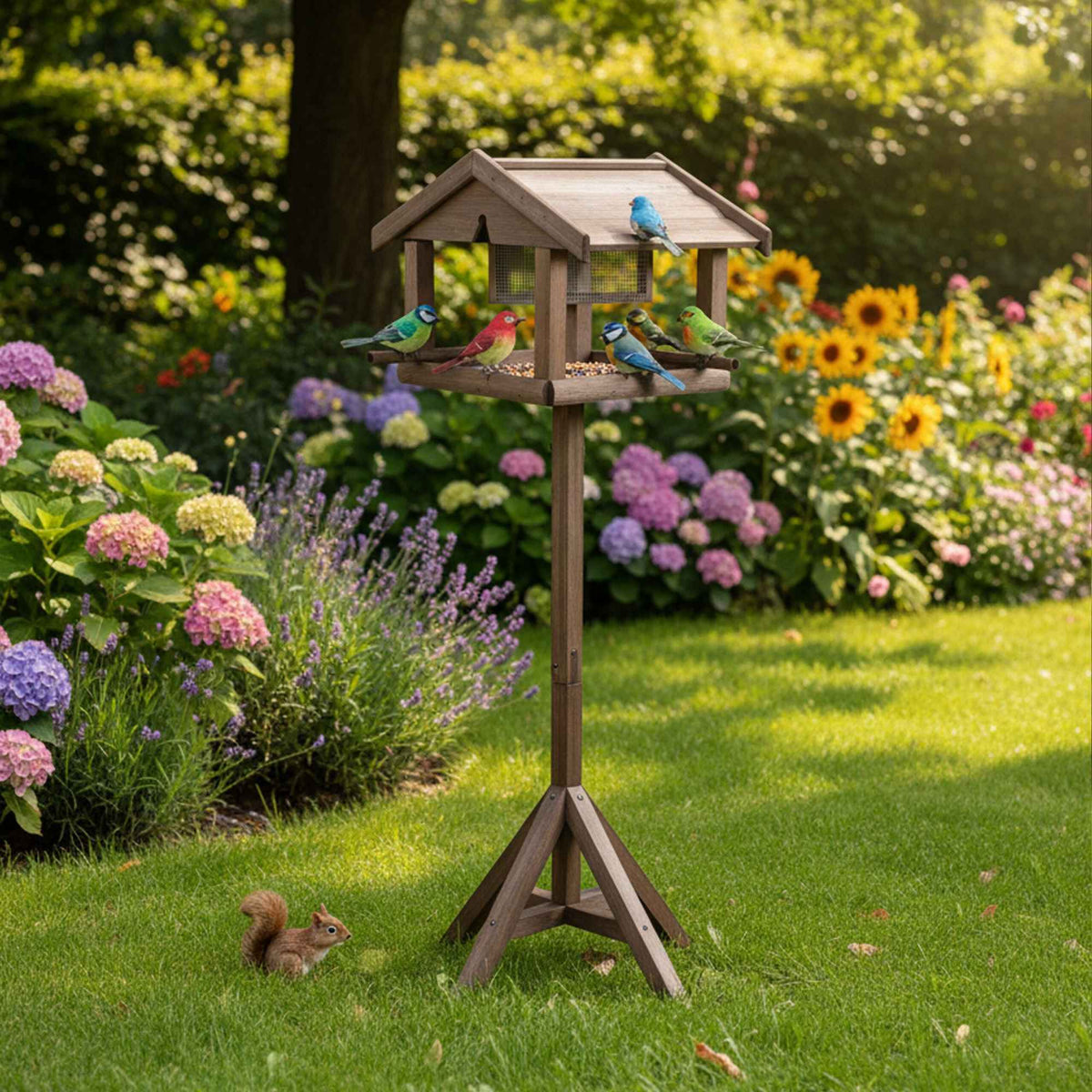 Bird Feeder with Stand – Fir Wood, Predator-Resistant