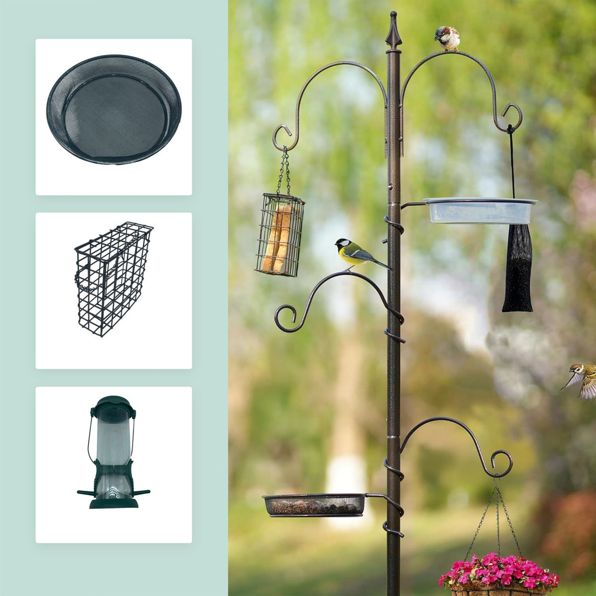 Bird Feeding Station – 6-in-1 Steel Feeders