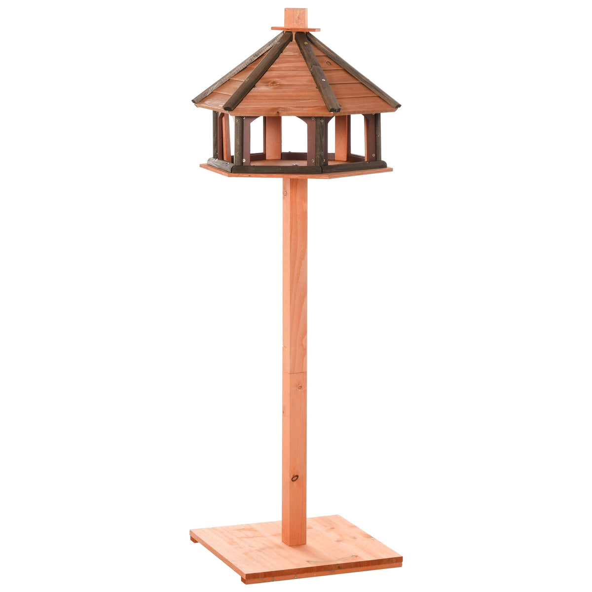 Bird House Bird Feeder Wooden Bird Villa Feeder Bird Stand Bird Table Bird House Play Stand With Waterproof Roof Natural Diameter 52 X 130 H Cm