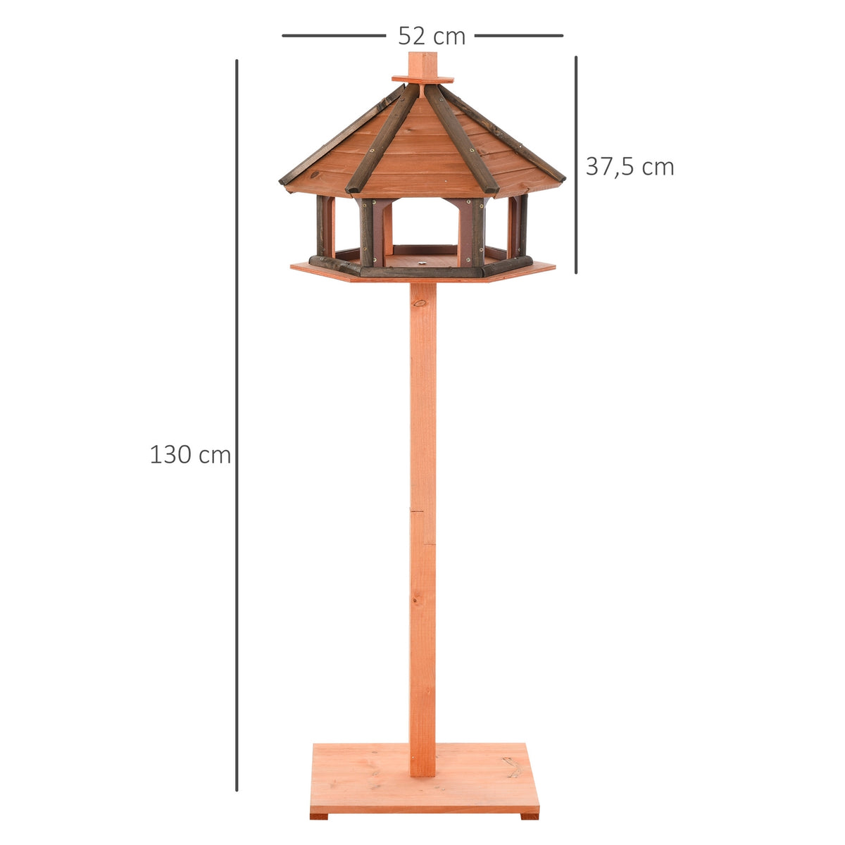 Bird House Bird Feeder Wooden Bird Villa Feeder Bird Stand Bird Table Bird House Play Stand With Waterproof Roof Natural Diameter 52 X 130 H Cm