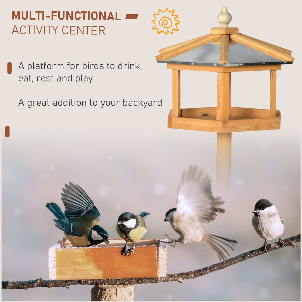 Bird House Bird Villa Feeder Bird House With Stand And Zinc Roof 113X40X40 Cm