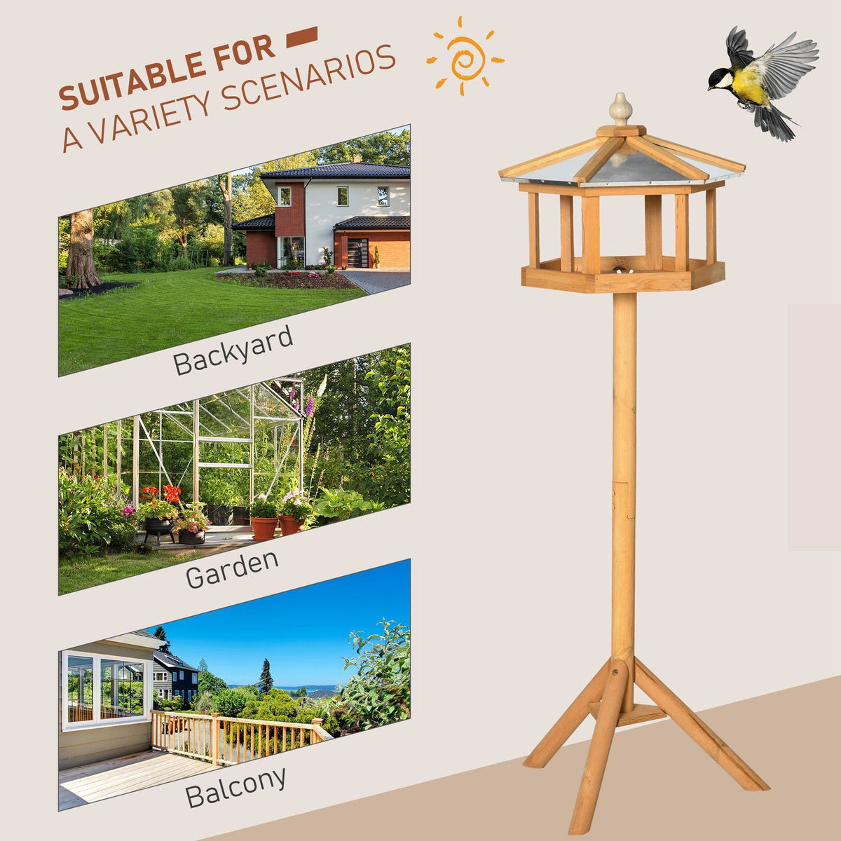 Bird House Bird Villa Feeder Bird House With Stand And Zinc Roof 113X40X40 Cm