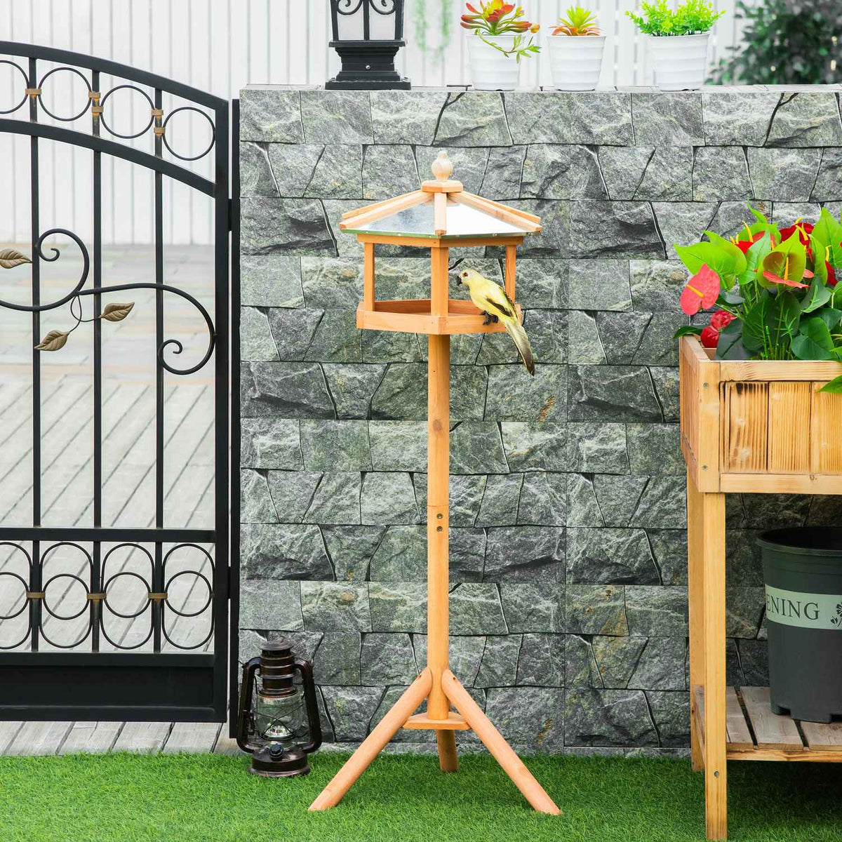 Bird House Bird Villa Feeder Bird House With Stand And Zinc Roof 113X40X40 Cm