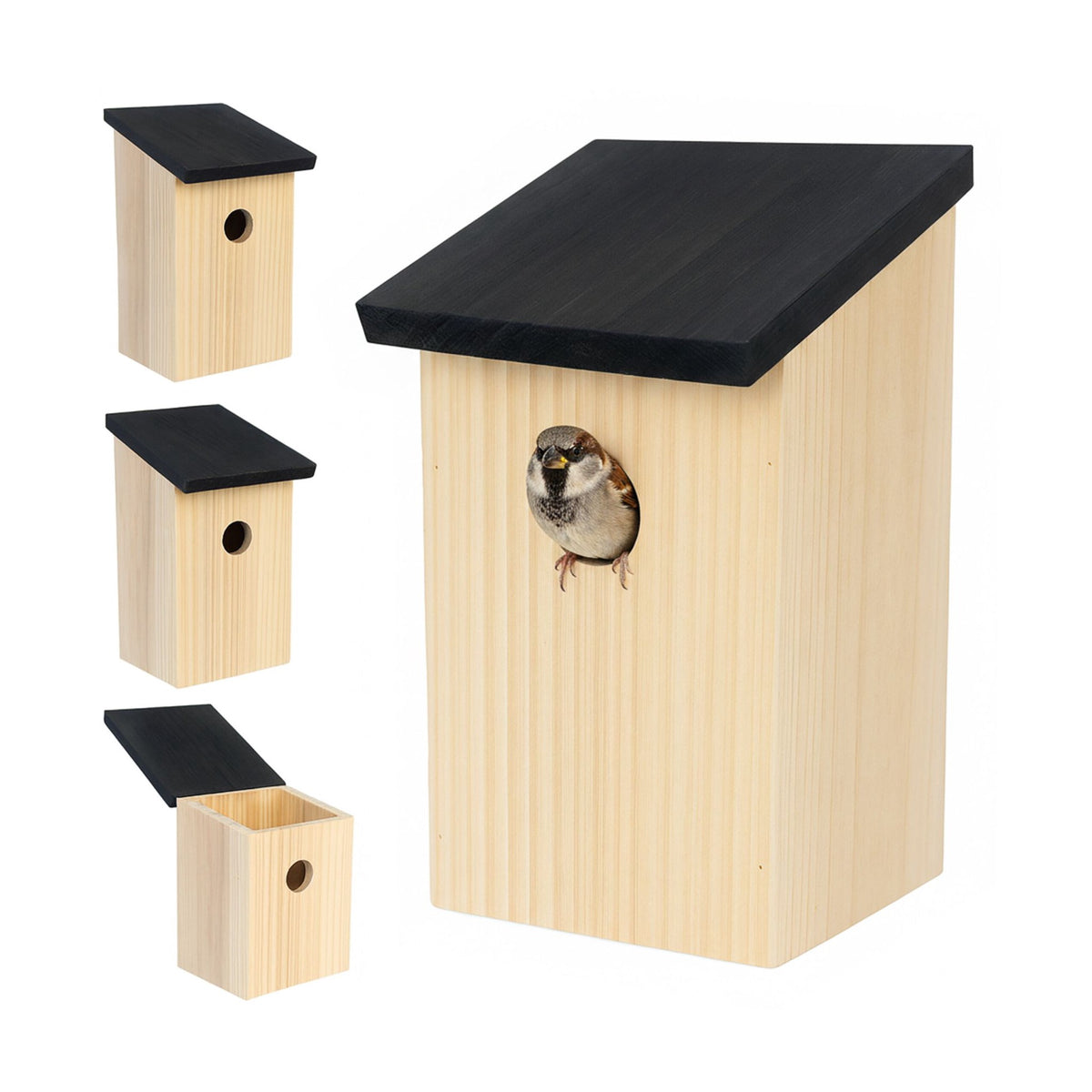 Bird Nesting Boxes Set of 4 – Fir Wood, Easy Clean