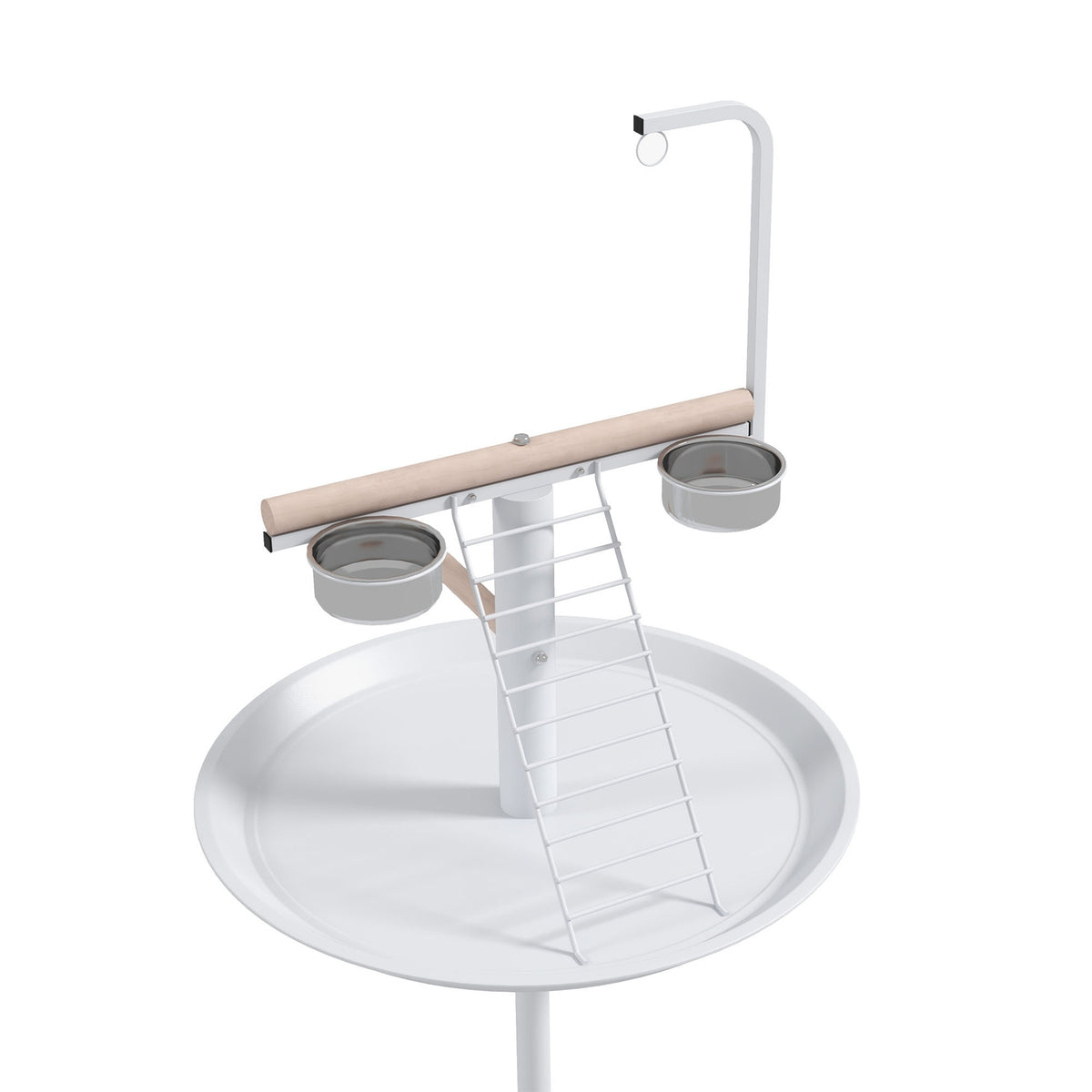 Bird Stand with Feeding Station, Wheels, Perches, Bird Feeder, Bird Feeder with Ladder for Garden, Balcony, Steel, White