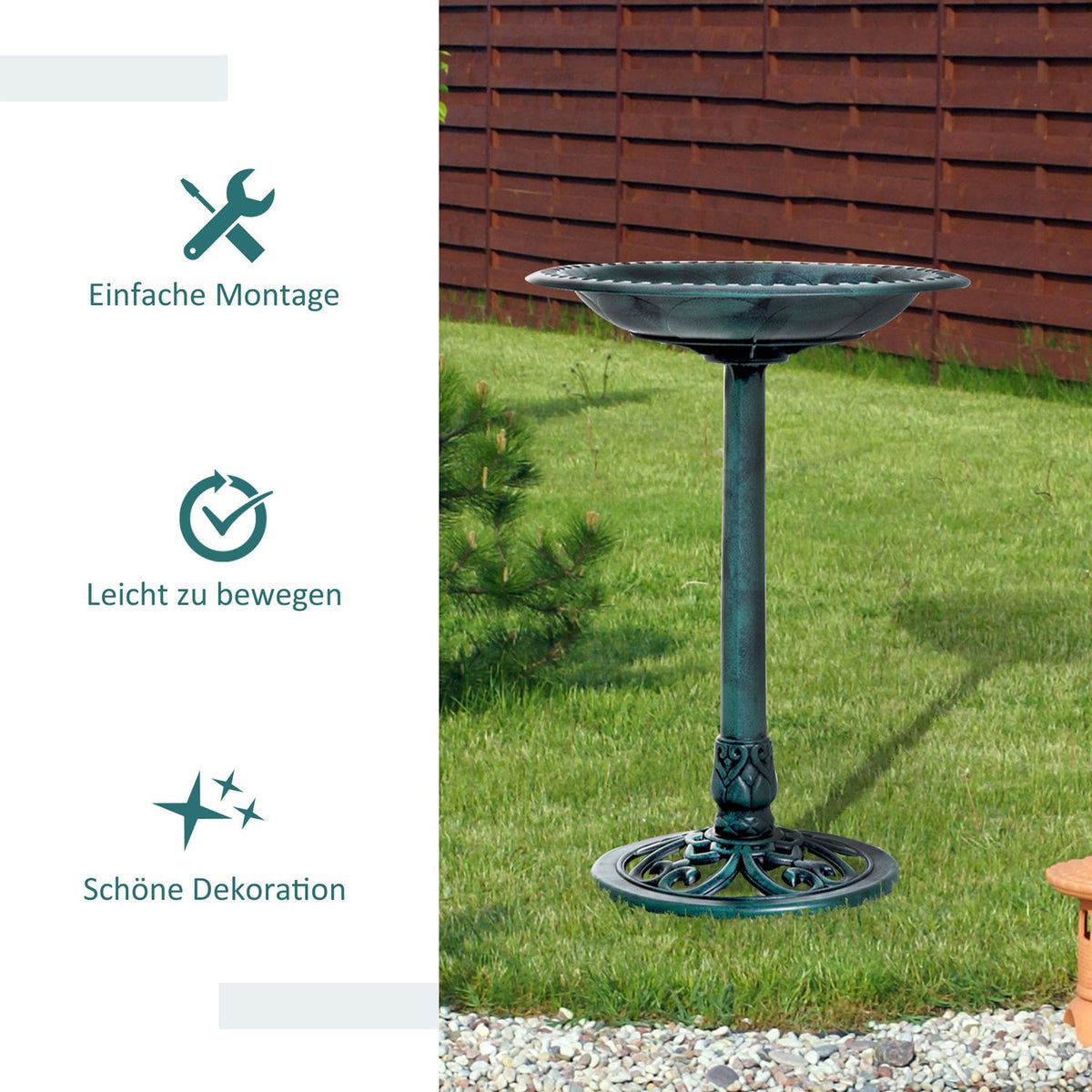 Bird bath bird bath with stand 69.5 cm for wild birds, bird feeder & wild bird bath for garden and balcony
