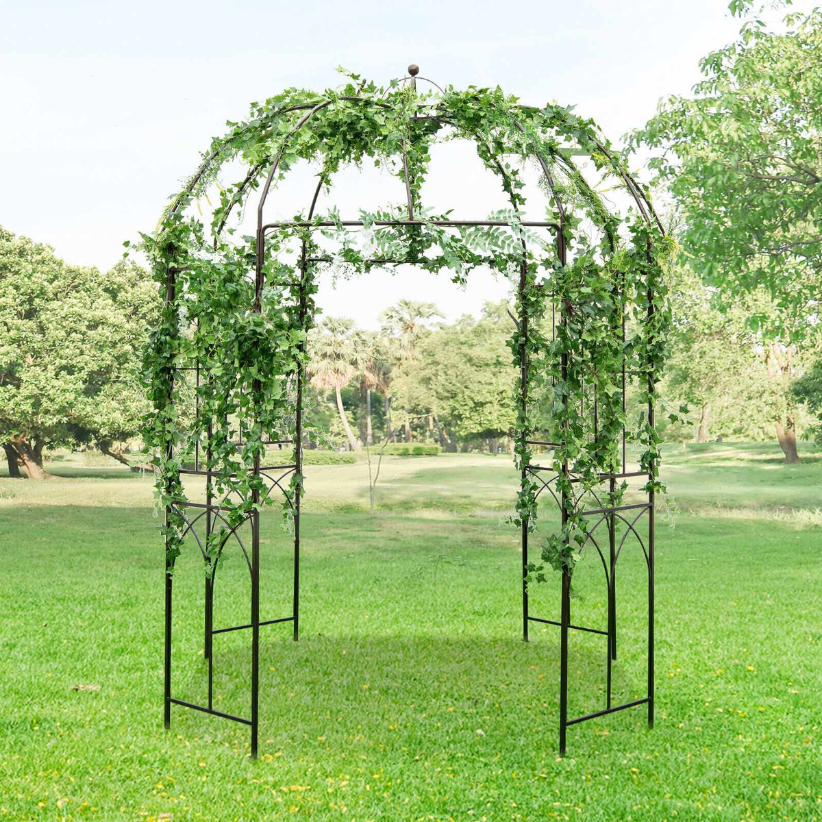 Birdcage Garden Arbor 8.4 Ft Metal Arch With Stakes