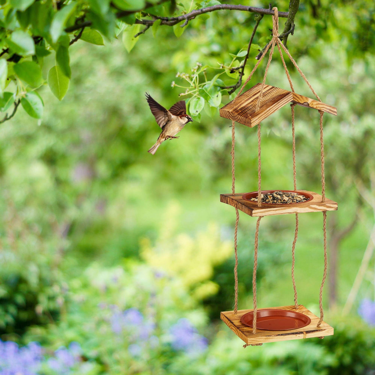 Bird feeder with 2 bowls