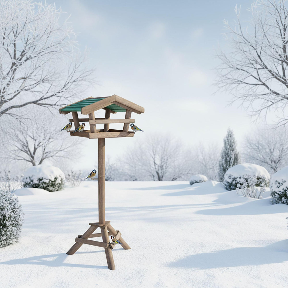 Birdhouse with Stand – Wooden, Weather-Proof Roof