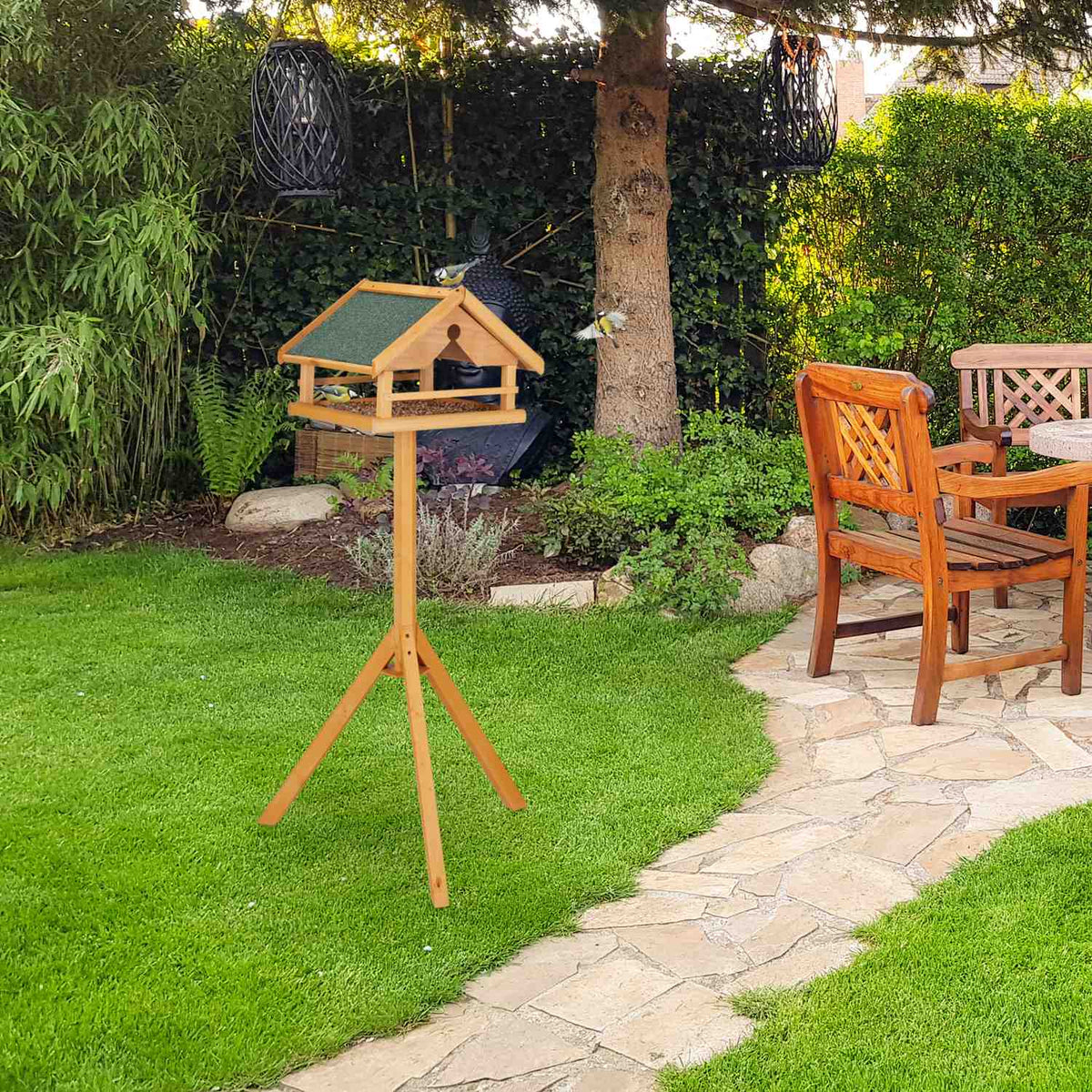 Bird table on pole