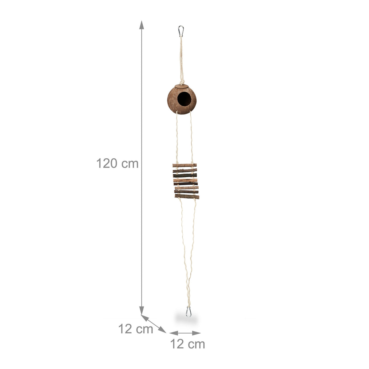 Bird toy with coconut and wooden ladder