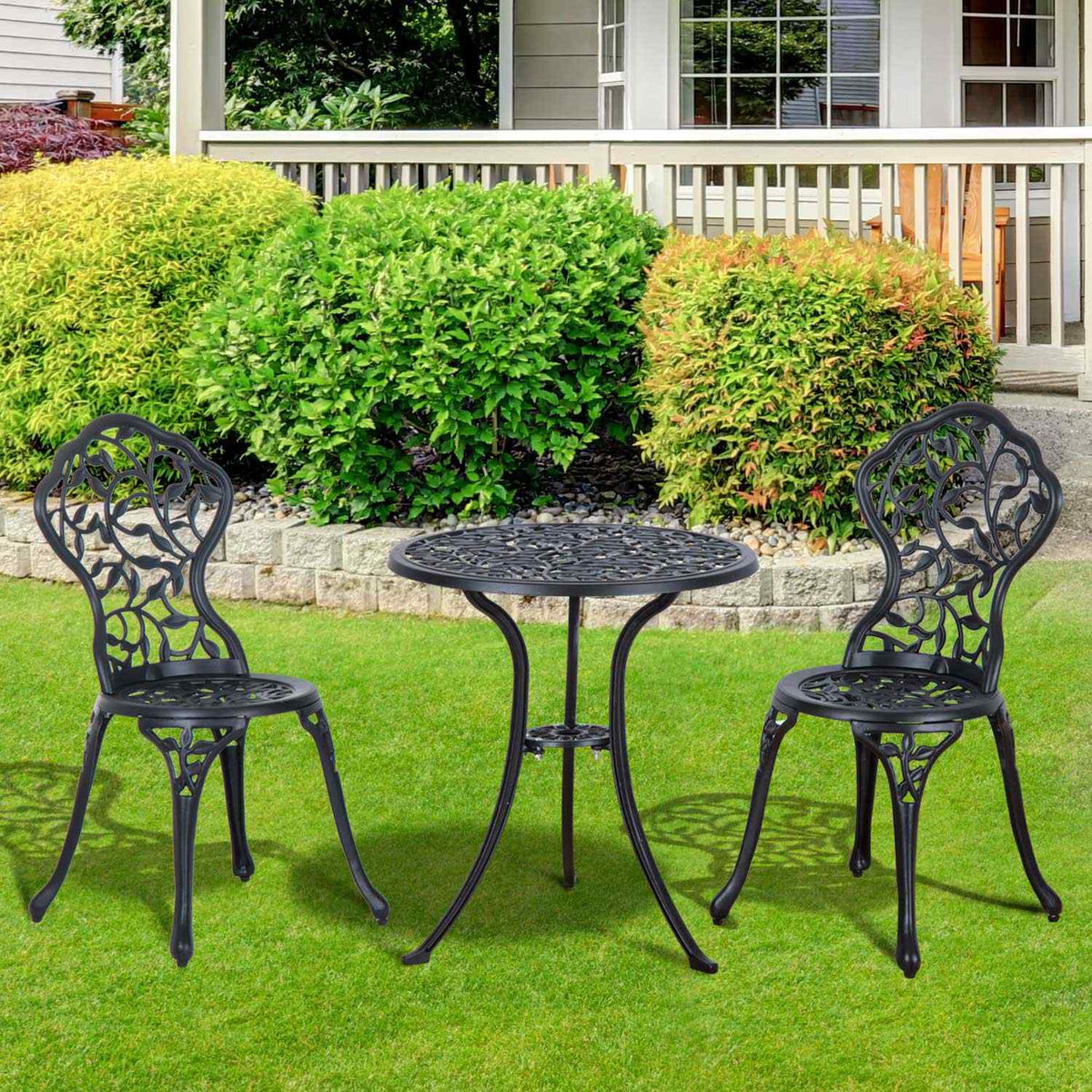 Bistro Set For 2 People Balcony Furniture Set Bistro Table With 2 Chairs Black