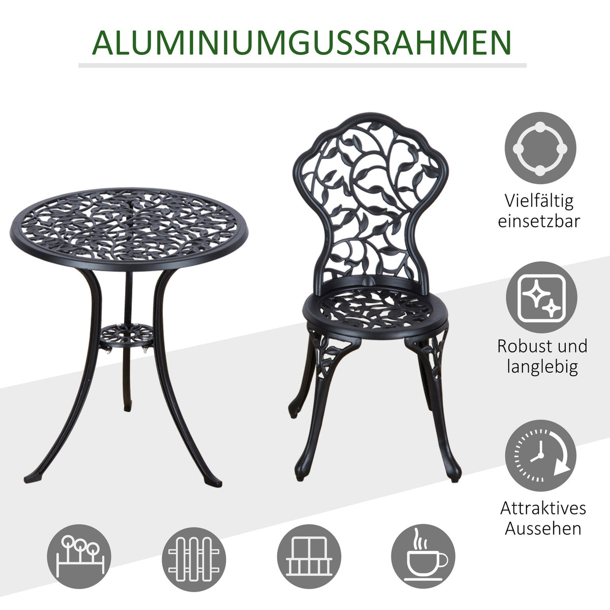Bistro Set For 2 People Balcony Furniture Set Bistro Table With 2 Chairs Black