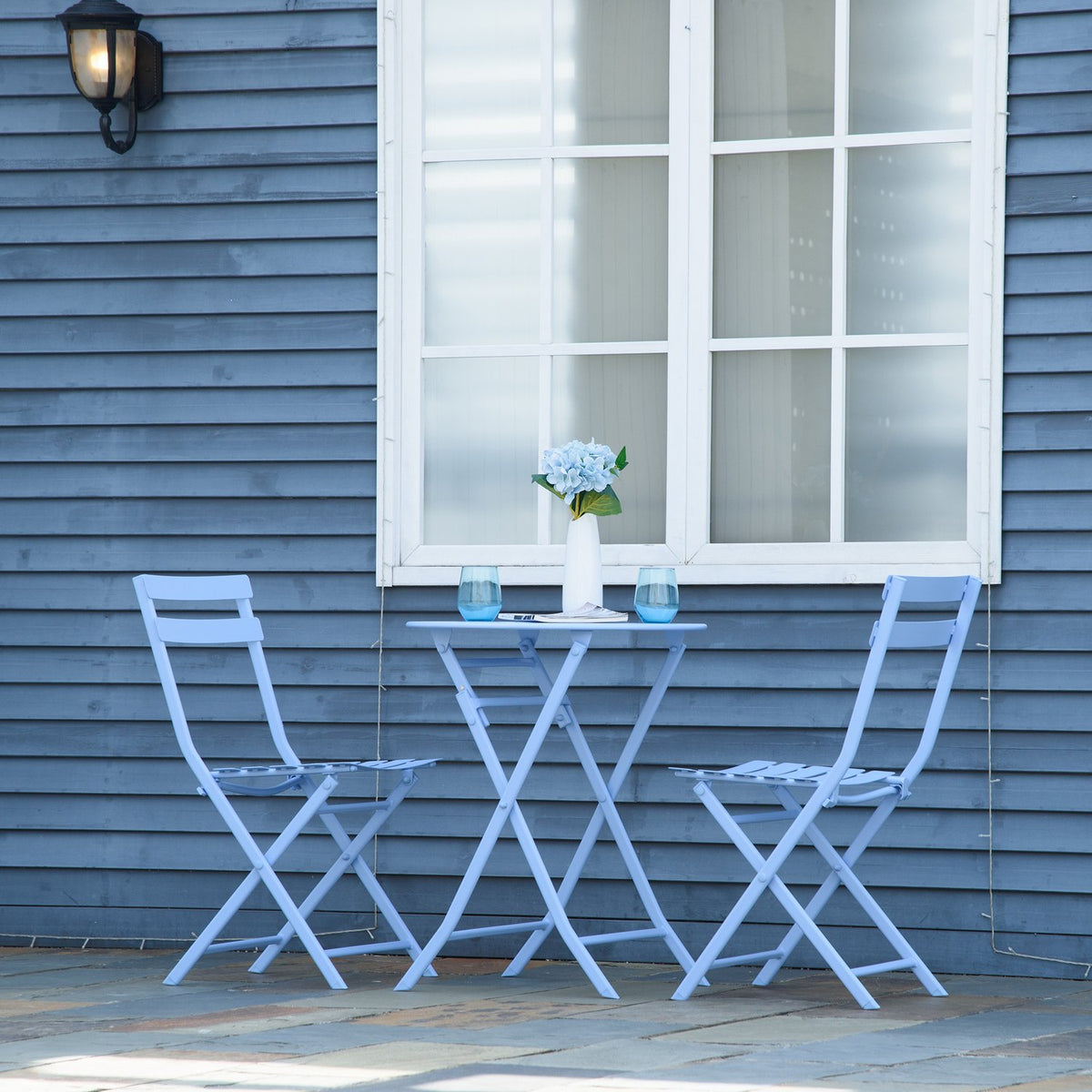 Bistro Set For 2 People Balcony Furniture Set Patio Yard Garden Light Blue