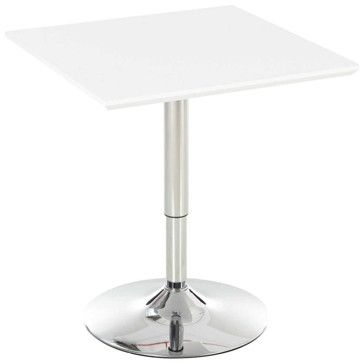 Bistro Table Pub Bar Table Height-Adjustable, Square, Steel, White, 60X60X71-92Cm