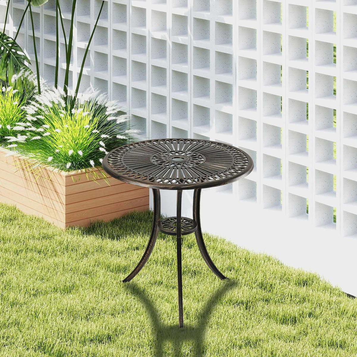 Bistro Table with Parasol Hole – Cast Aluminium, Round