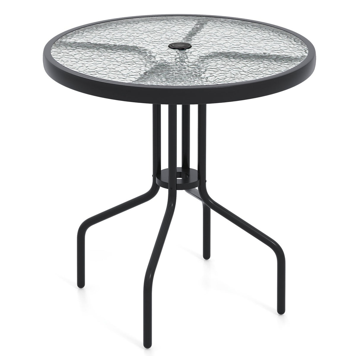 Bistro Table with Umbrella Hole, 70cm Glass Top