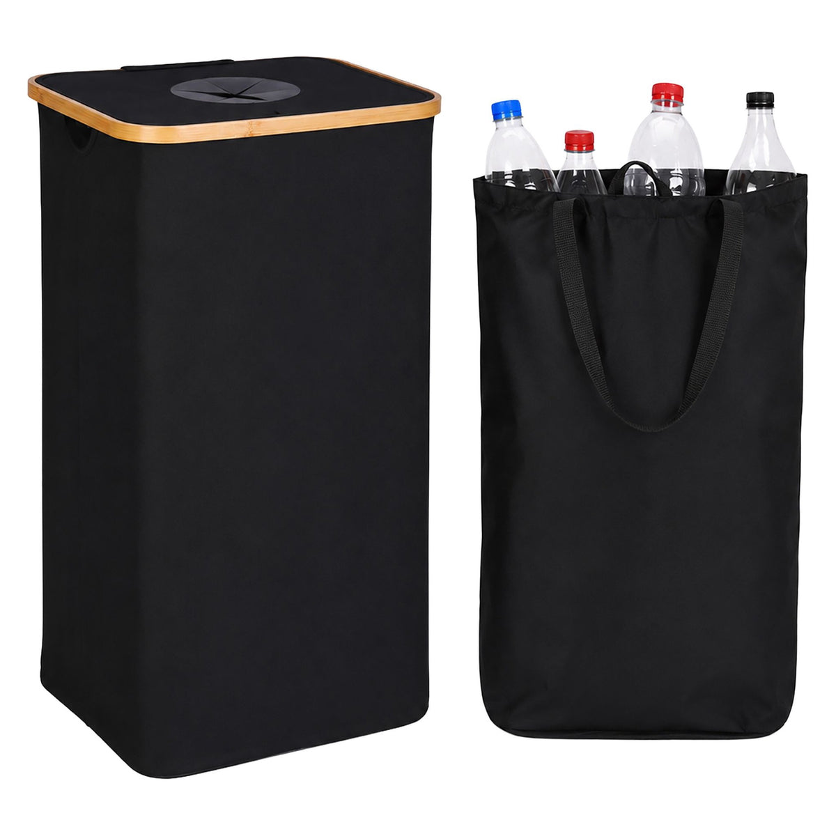 Black 100L Bottle Collection Bin with Removable Bag