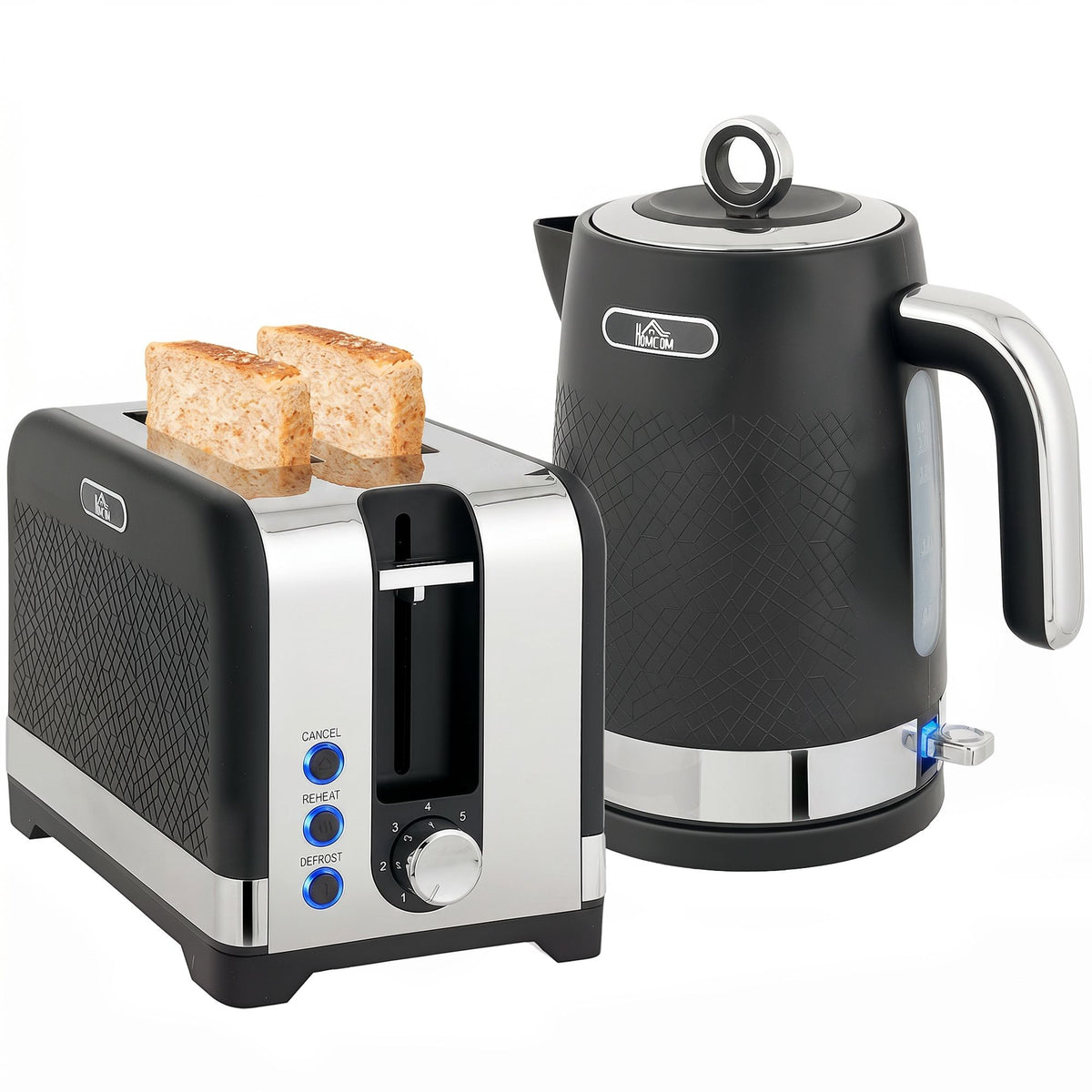 Black 1.7L Kettle & 2-Slice Toaster Set, 2200W