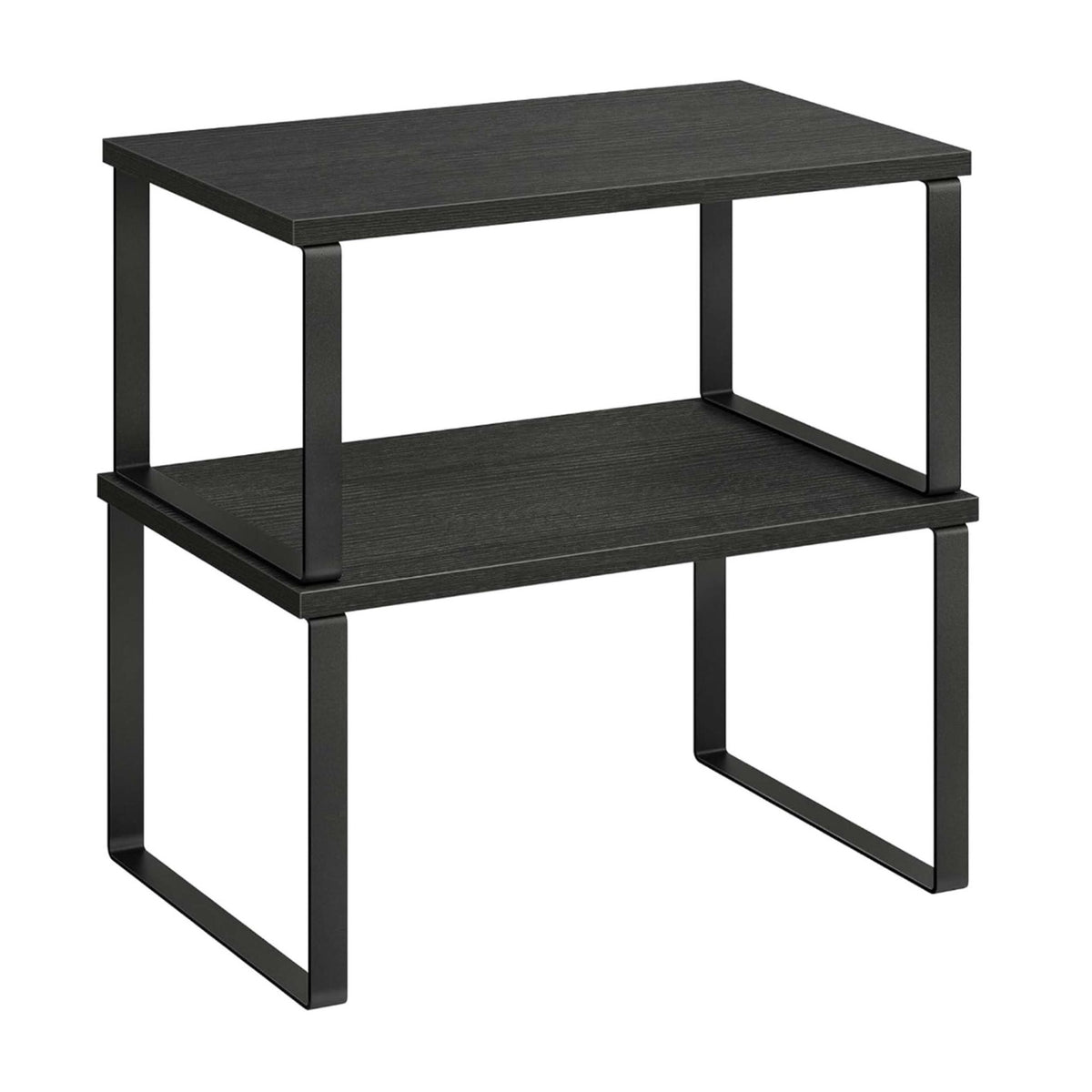 Black Adjustable Spice Rack Set, 2-Piece MDF and Iron