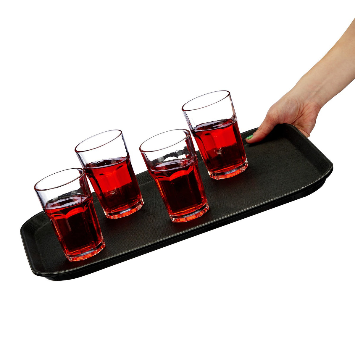 Black Gastro Serving Trays Set, 46x35cm, Non-Slip, 2-Pack