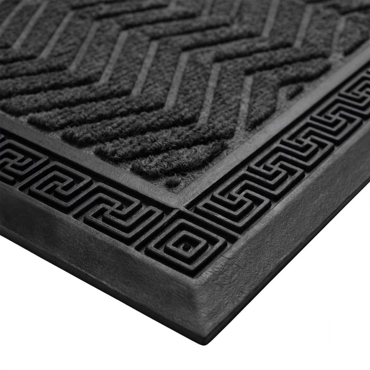 Black Grooved Polypropylene Doormat, 40 x 60 cm