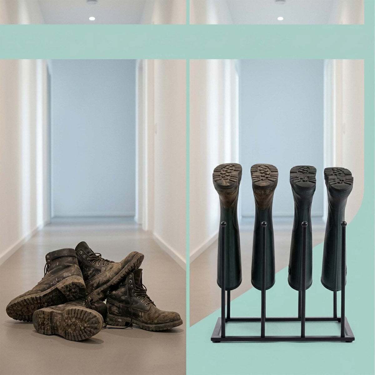 Black Iron Boot Rack for 4-8 Pairs, Indoor/Outdoor Use