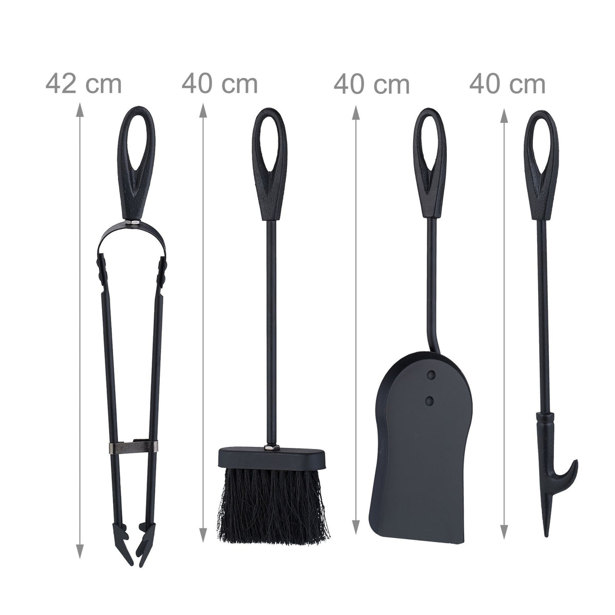 Black Iron Fireplace Tool Set – 5-Piece Accessory Holder