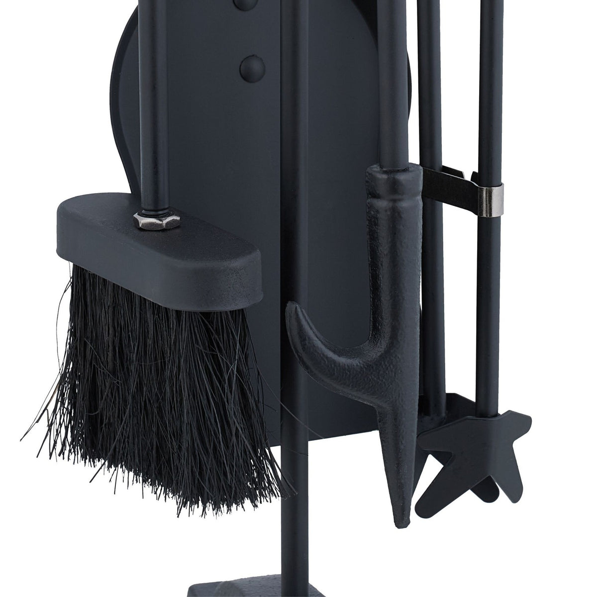 Black Iron Fireplace Tool Set – 5-Piece Accessory Holder